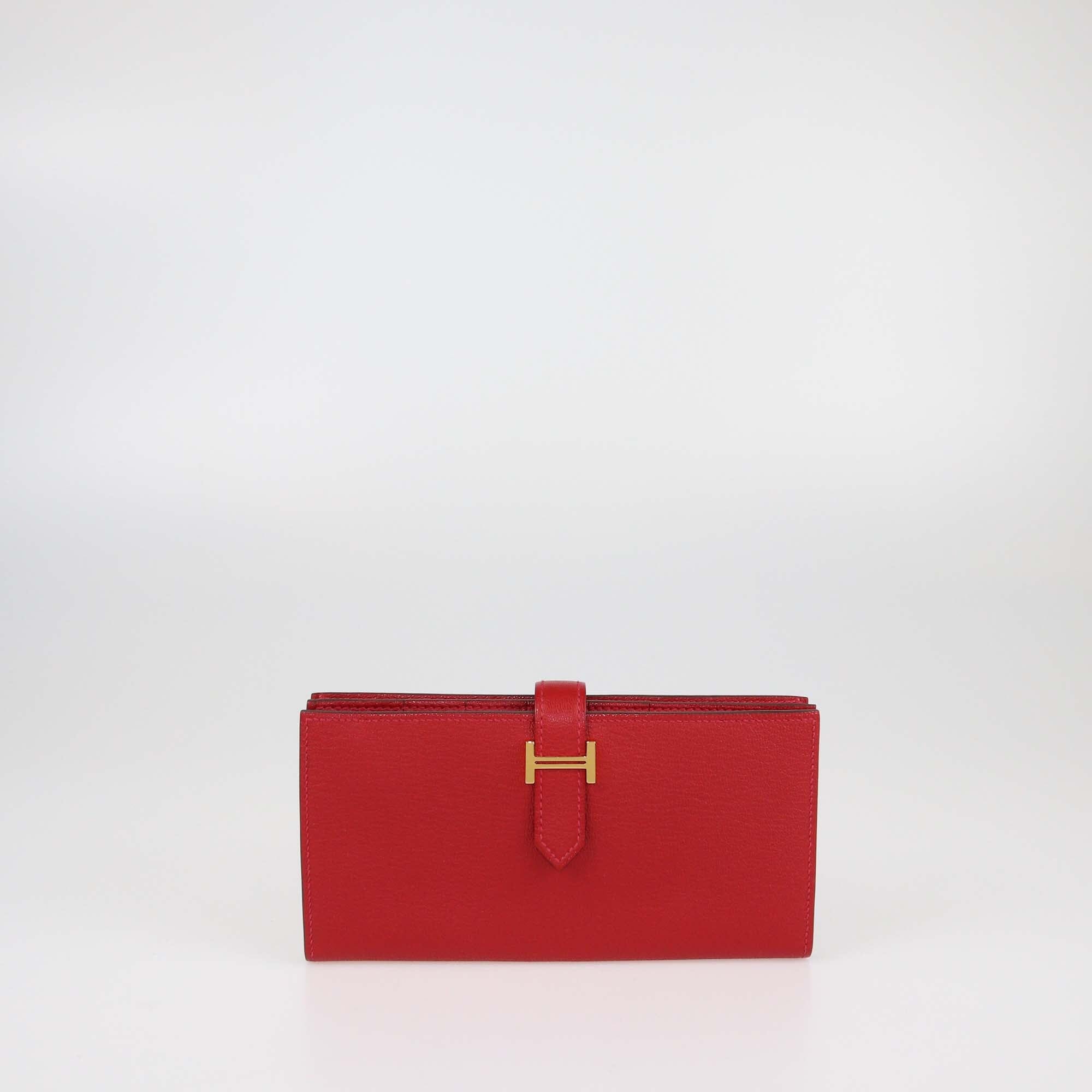 Hermes Rouge Vif Bearn Wallet Womens Hermes 