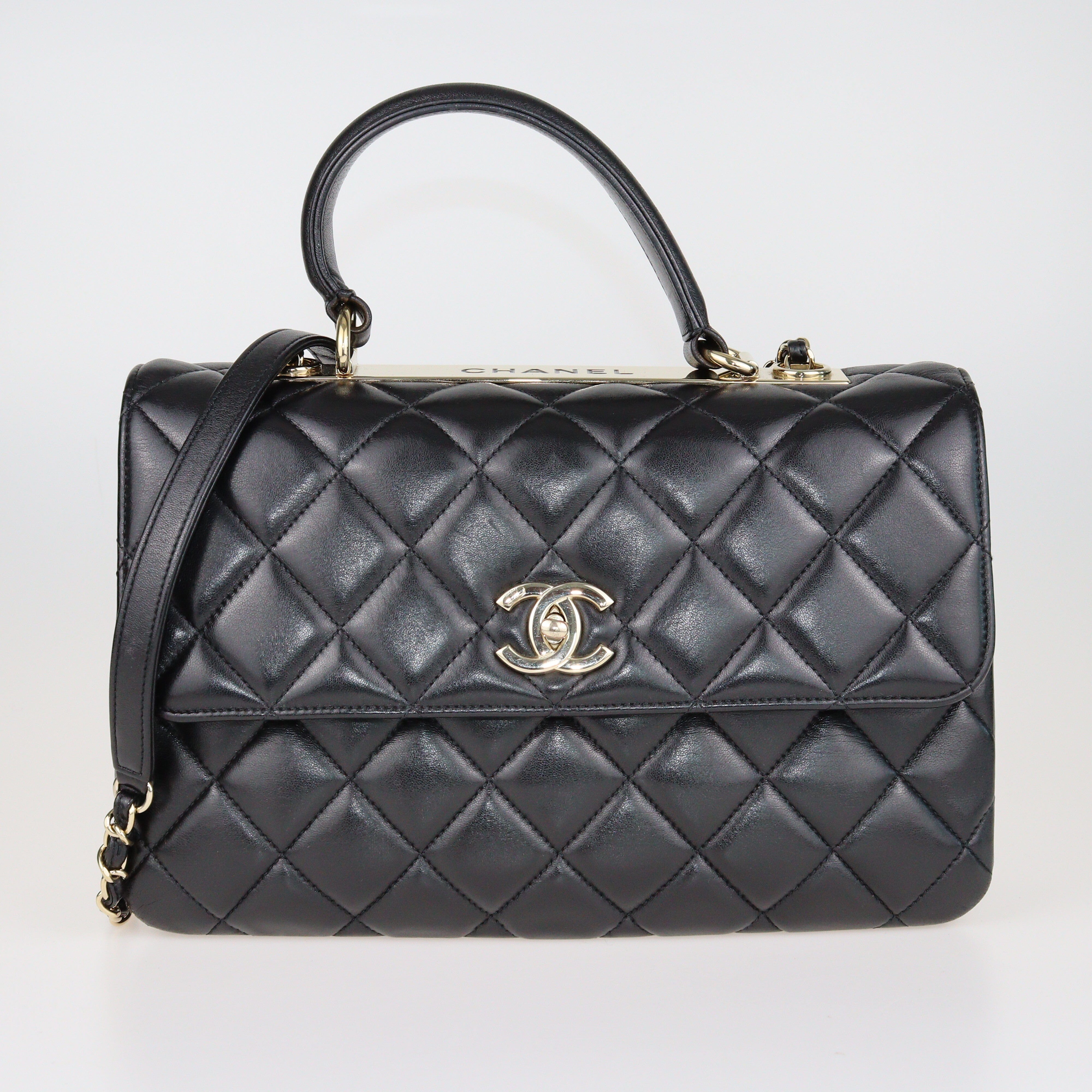 Black Trendy CC Medium Top Handie Bag Bags Chanel 