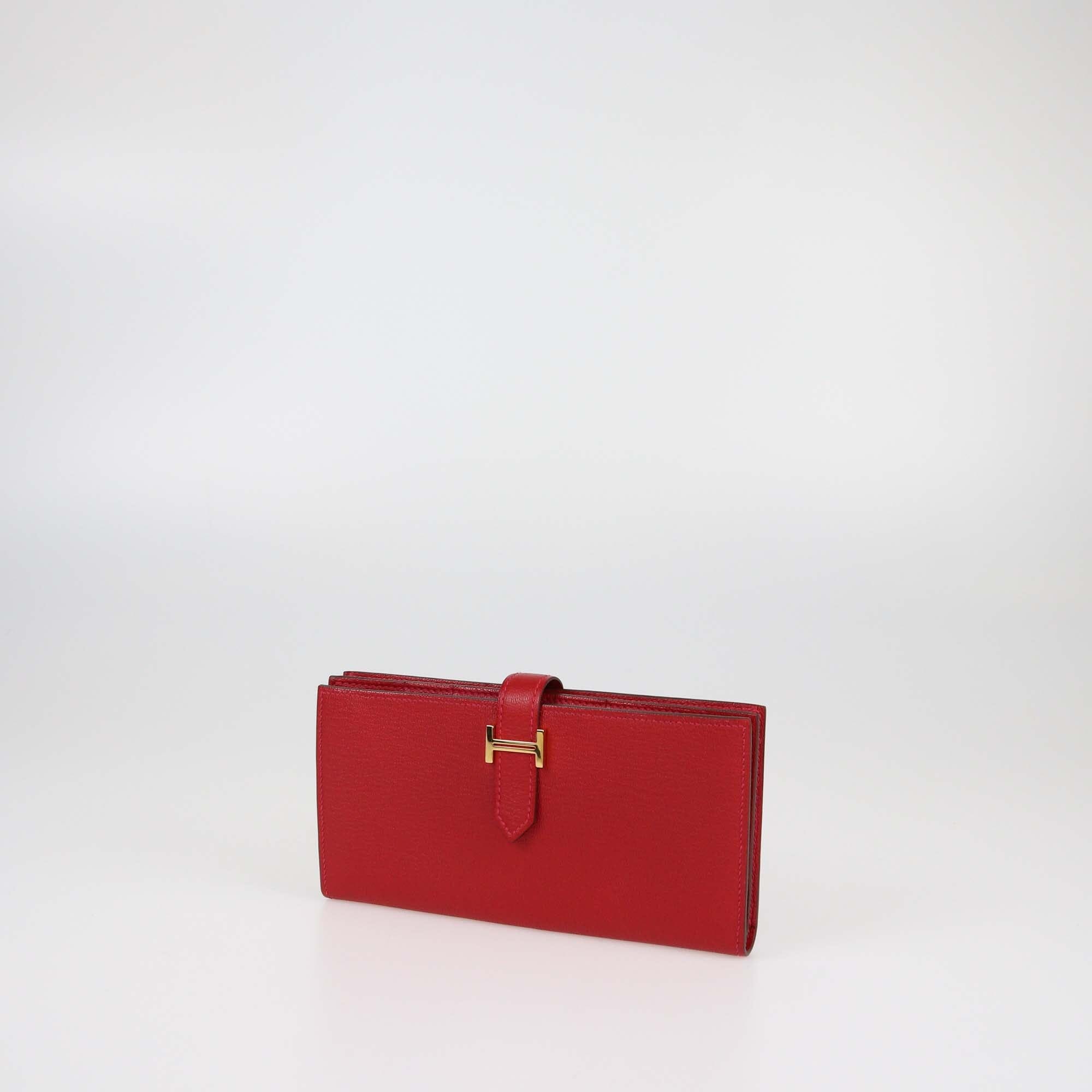 Hermes Rouge Vif Bearn Wallet Womens Hermes 