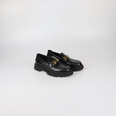 Christian Dior Black Glazed Leather Code Loafers