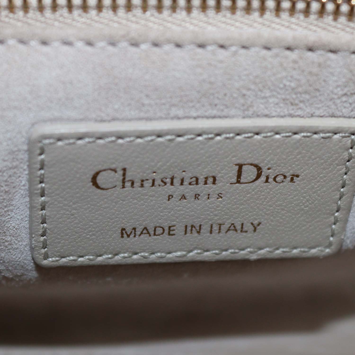 Christian Dior Beige Cannage Leather Small Lady Dior Tote