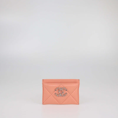 Chanel Peach Quilted 19 Card Holder Womens Chanel 
