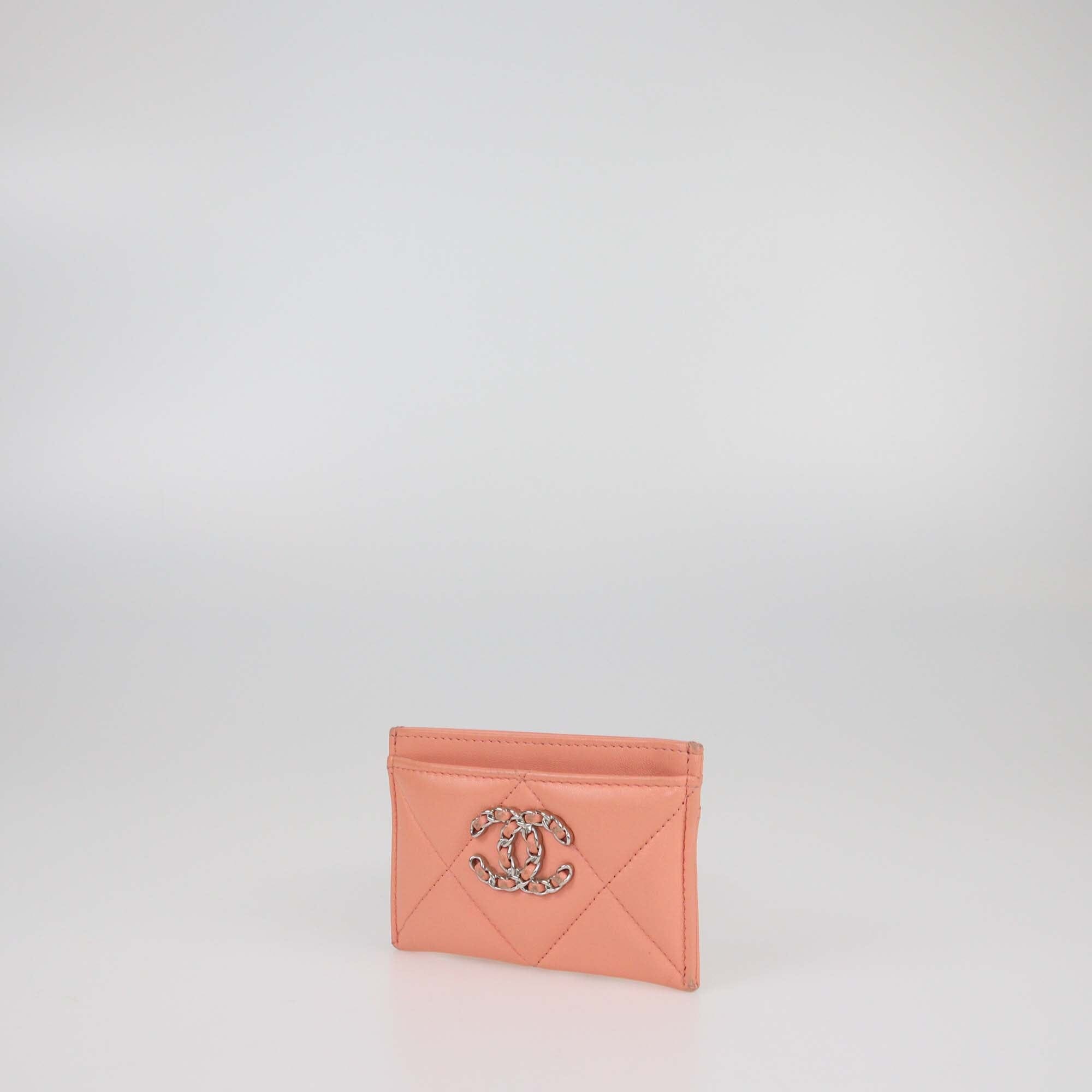 Chanel Peach Quilted 19 Card Holder Womens Chanel 