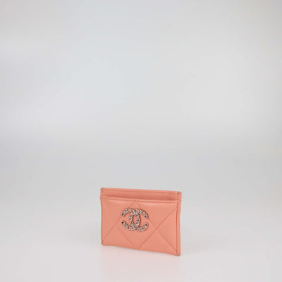 Chanel Peach Quilted 19 Card Holder Womens Chanel 