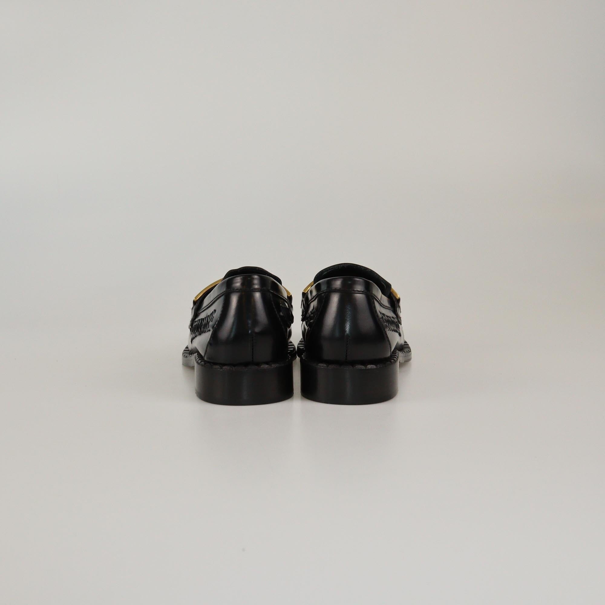 Prada Black Braided Metal Embellished Loafers Womens Prada 