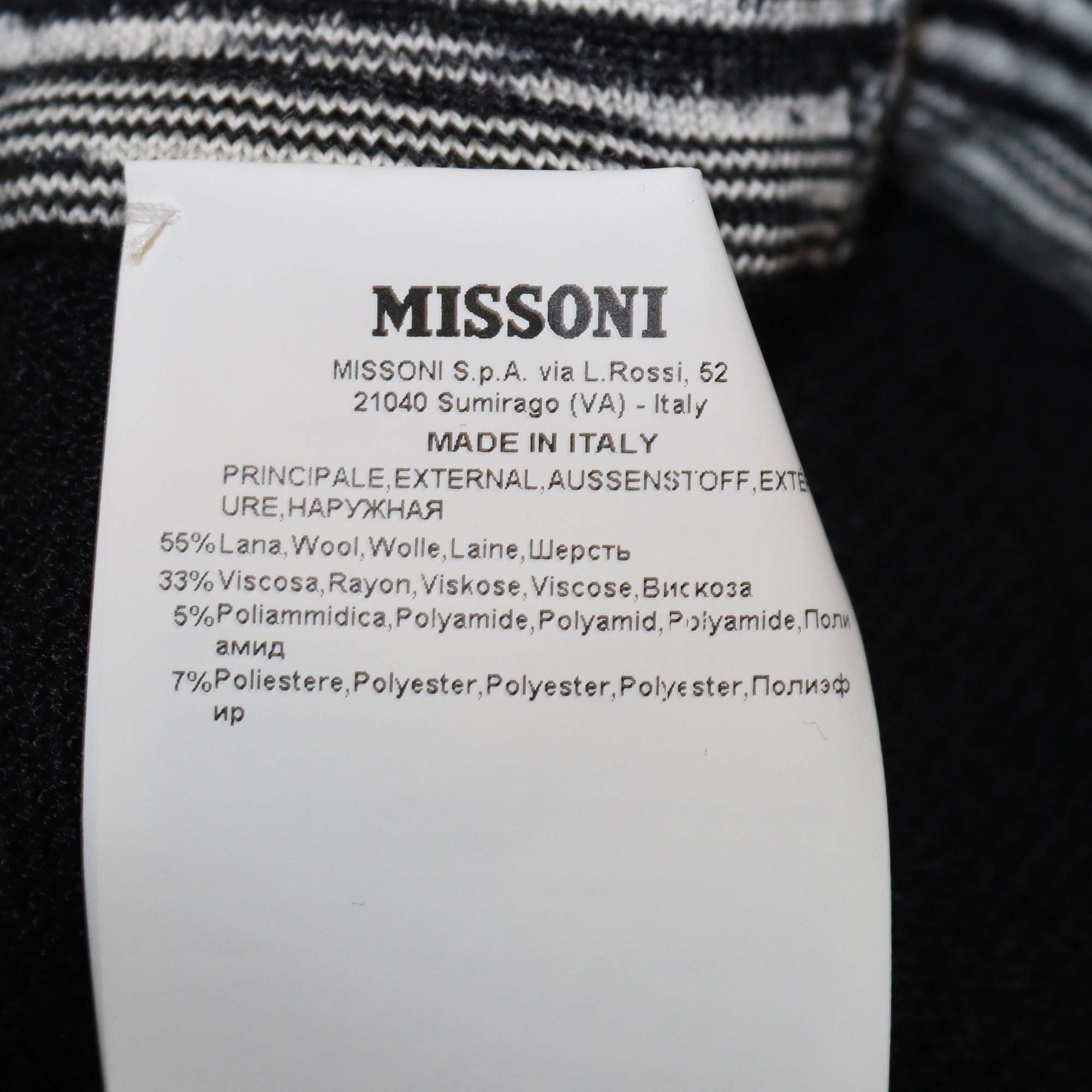 Missoni Black/White Blend Wool Jogger Pants