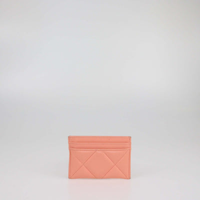 Chanel Peach Quilted 19 Card Holder Womens Chanel 