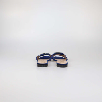 Gucci Blue Velvet Jewelled Madelyn Slide Sandals
