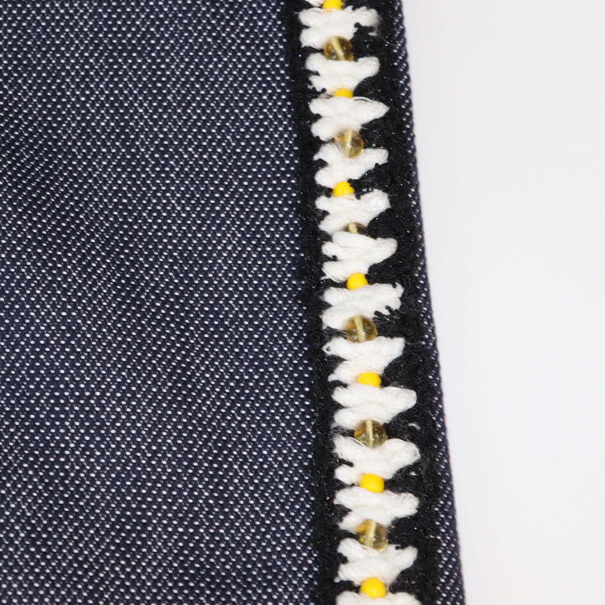 Chanel Dark Blue Cotton Beaded Detail Drawstring Shorts