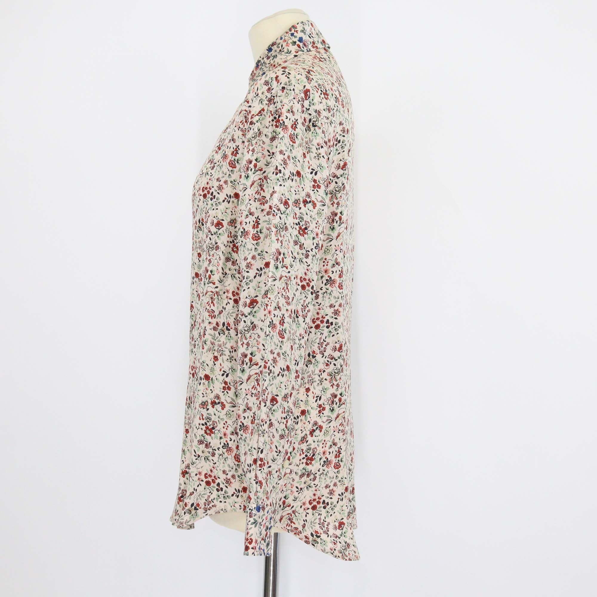Loro Piana Multicolor Silk Floral Print Thea Long Sleeve Shirt