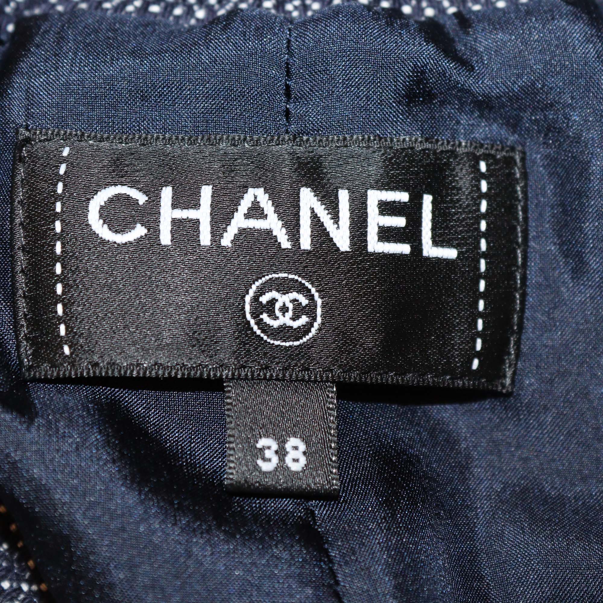 Chanel Dark Blue Cotton Beaded Detail Drawstring Shorts