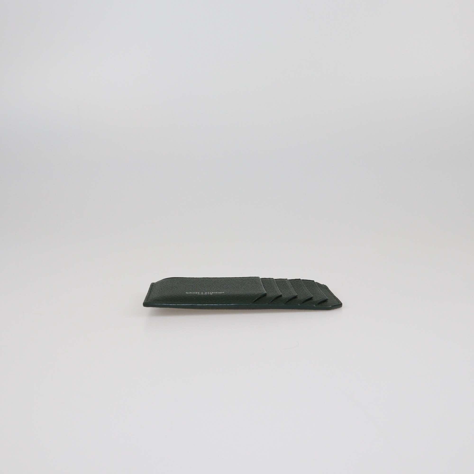 Saint Laurent Dark Green 5 Fragments Zip Card Holder Womens Saint Laurent 