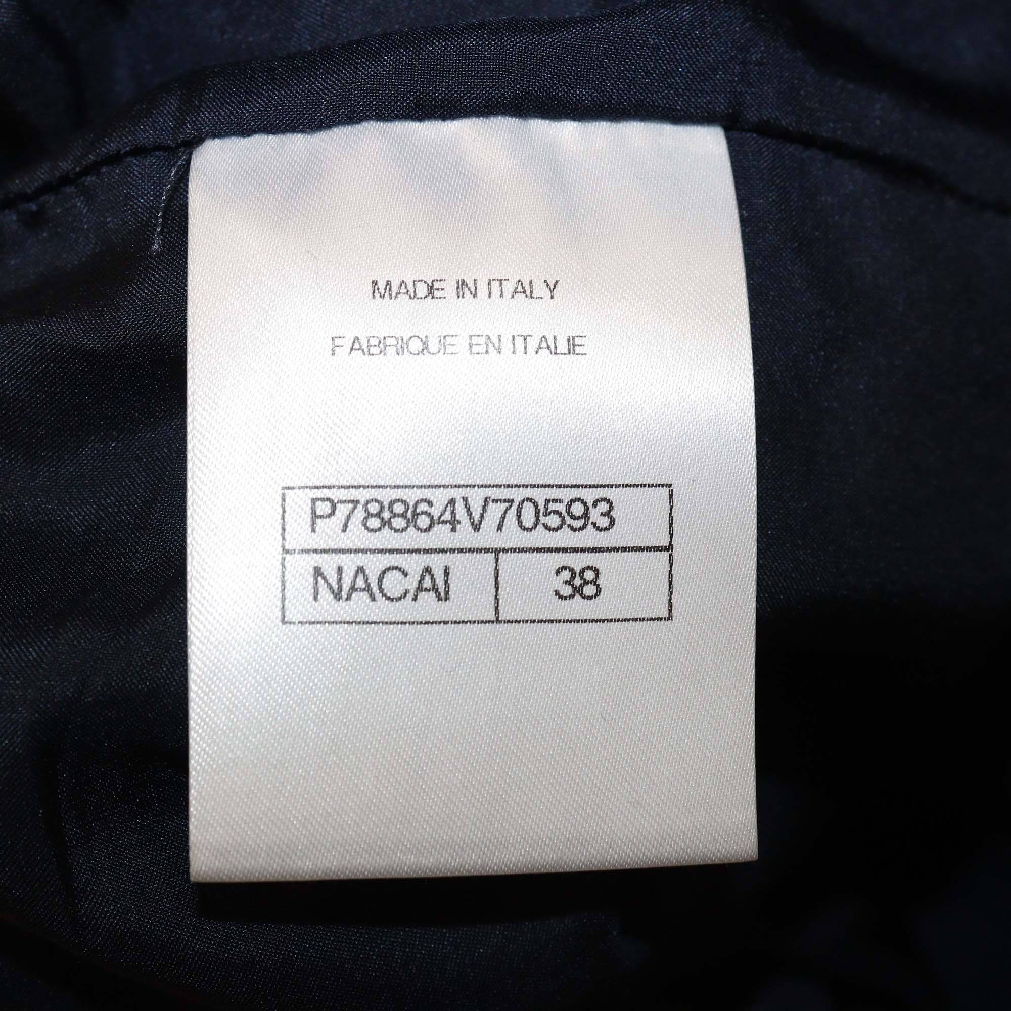 Chanel Dark Blue Cotton Beaded Detail Drawstring Shorts