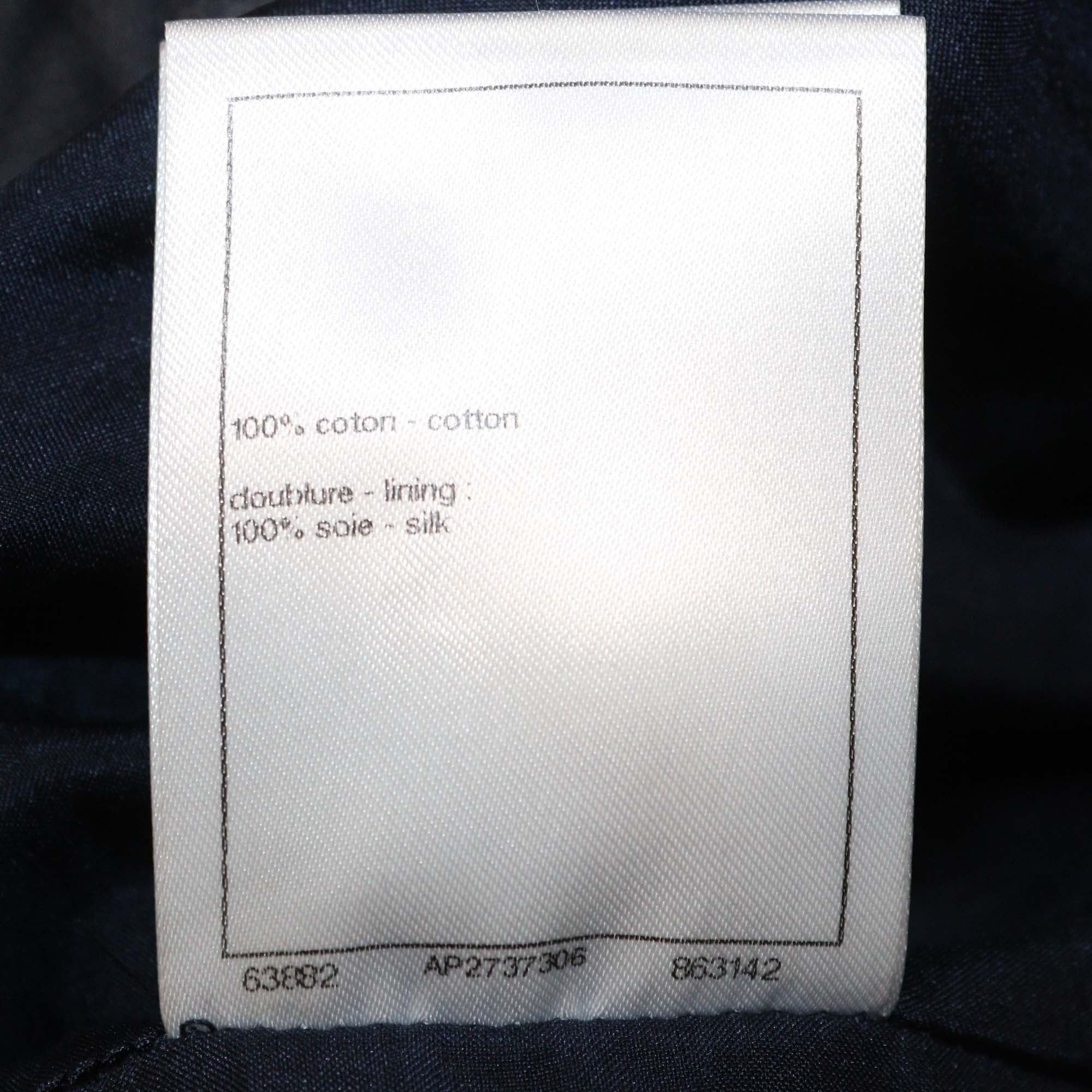 Chanel Dark Blue Cotton Beaded Detail Drawstring Shorts