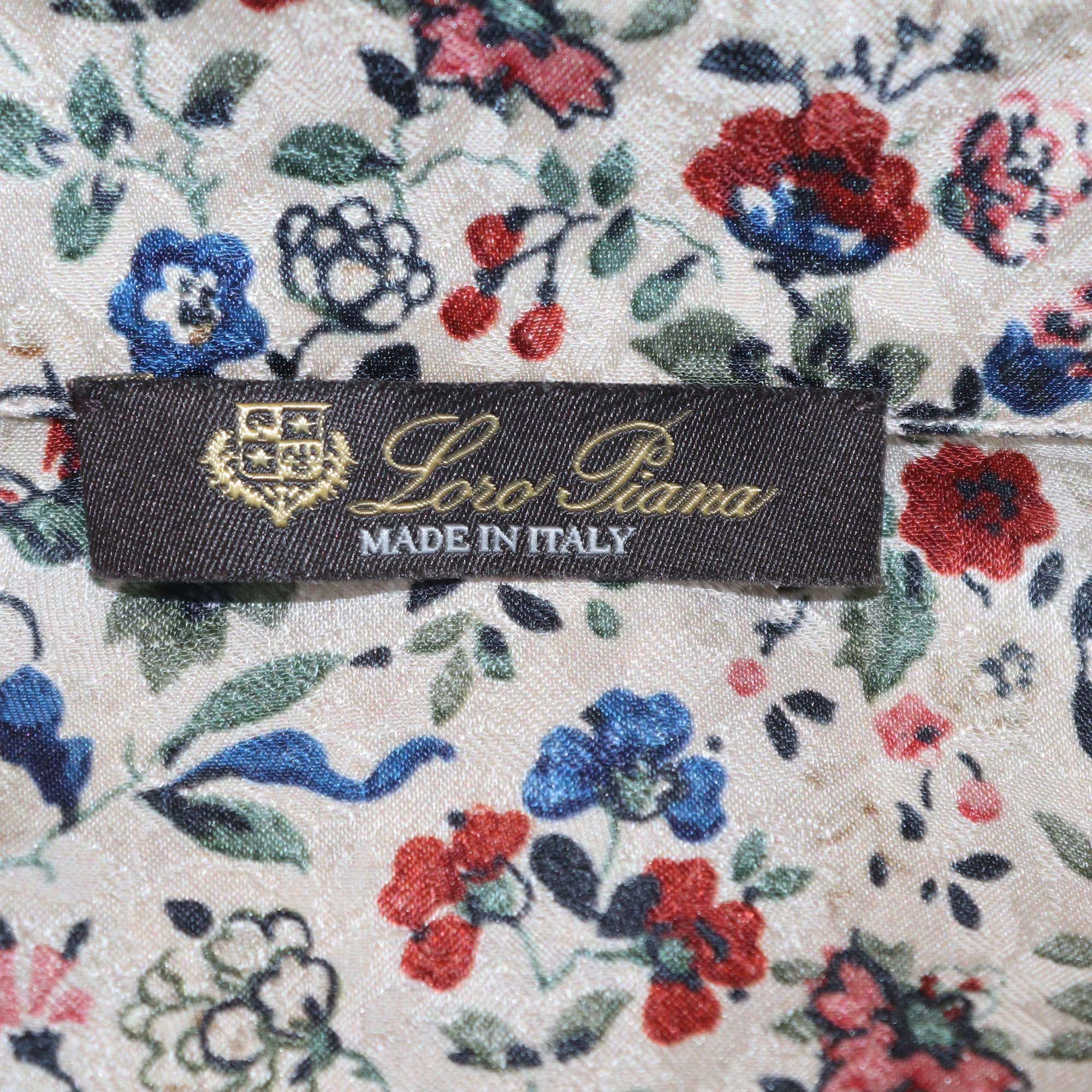 Loro Piana Multicolor Silk Floral Print Thea Long Sleeve Shirt