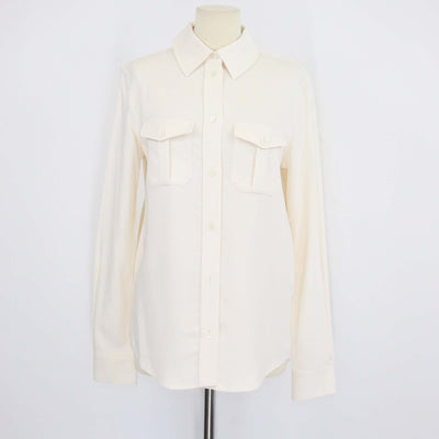 Loewe Cream Viscose Anagram Embroidered Double Front Pocket Long Sleeve Shirt