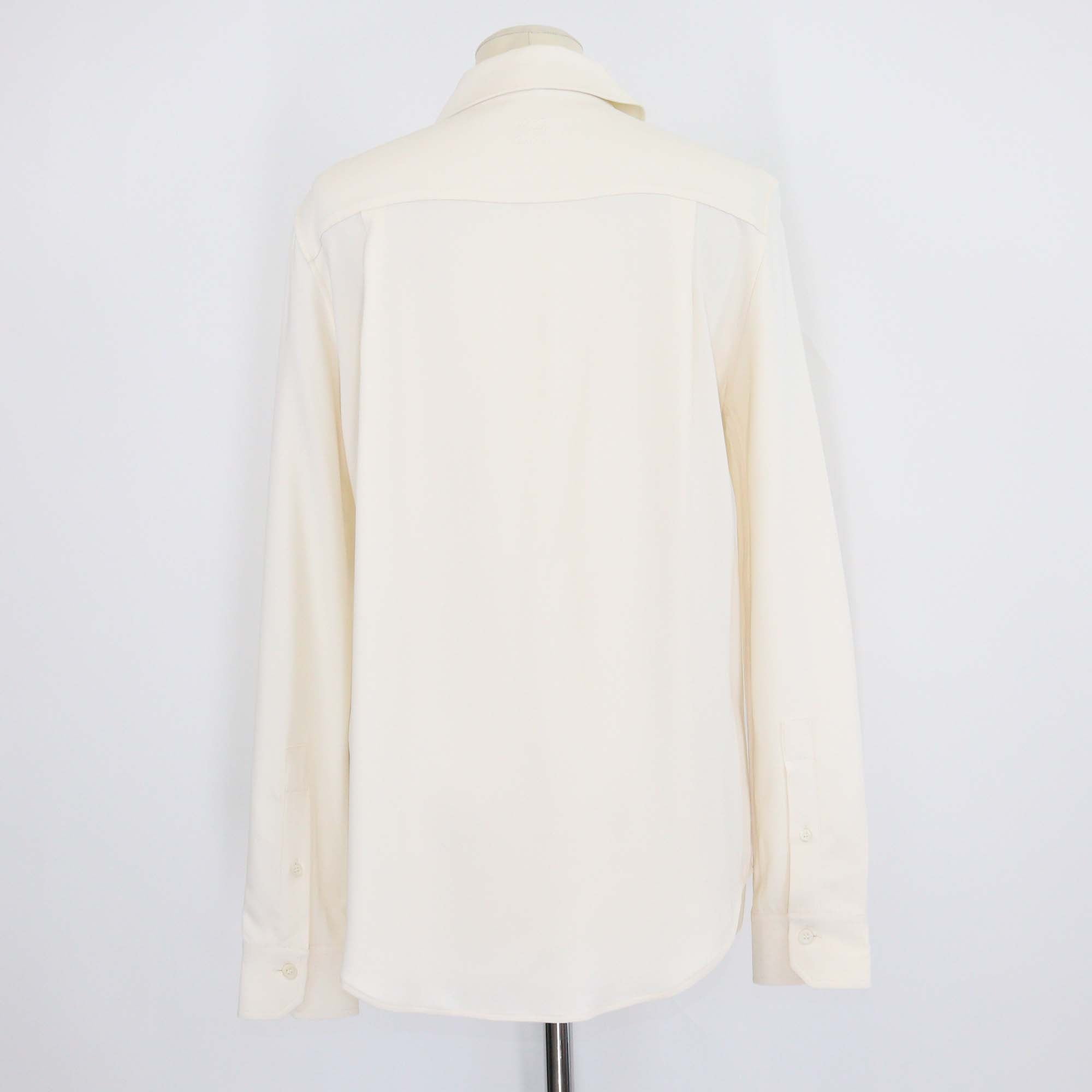 Loewe Cream Viscose Anagram Embroidered Double Front Pocket Long Sleeve Shirt