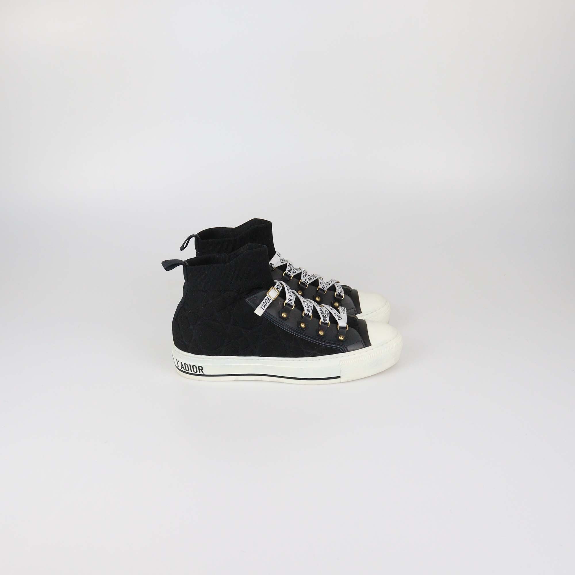 Christian Dior Black Cannage Technical Fabric Walk 'N' Dior High Top Sneakers