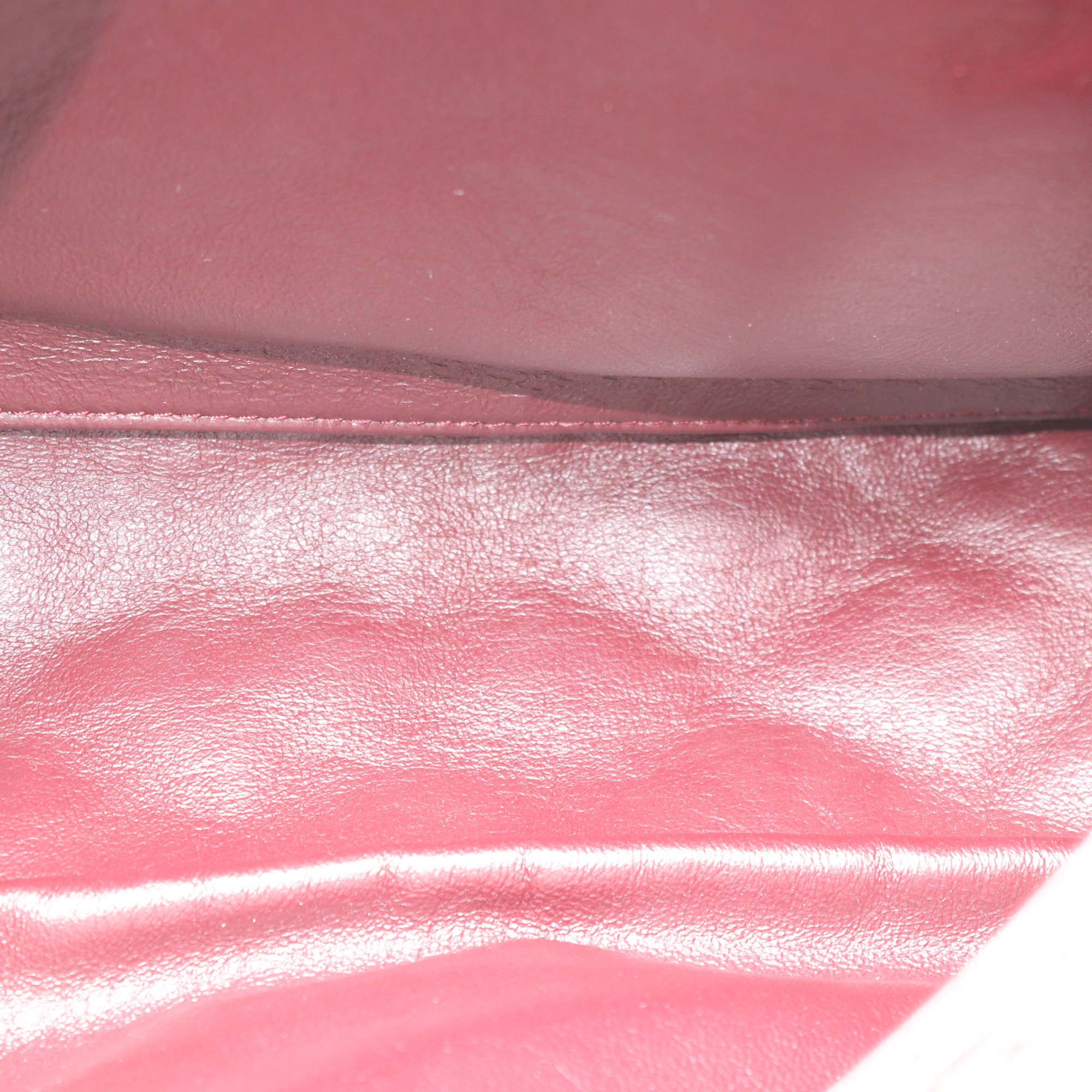 Chanel Burgundy Quilted Crinkled Patent Leather Jumbo Classic Single Flap Bag