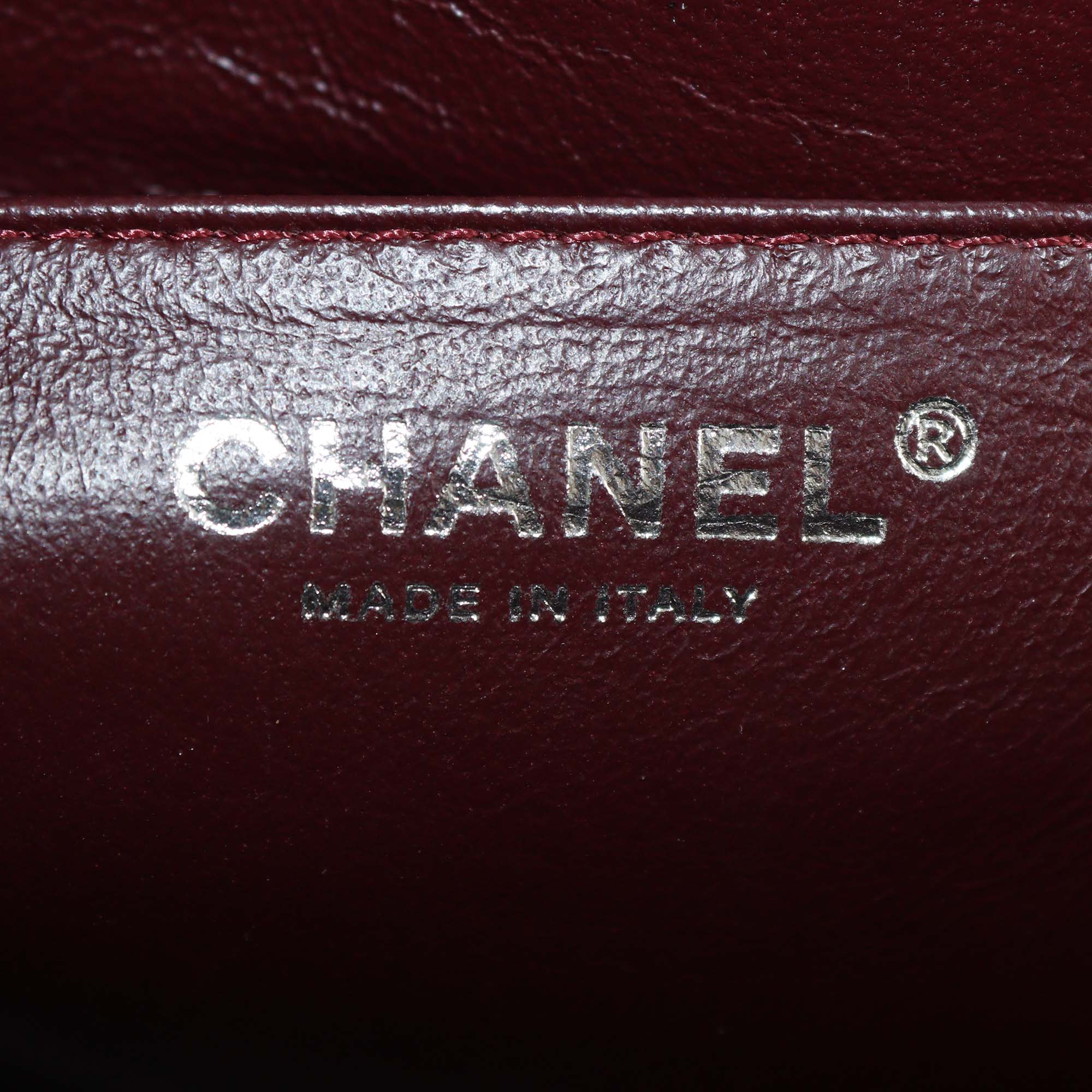 Chanel Burgundy Quilted Crinkled Patent Leather Jumbo Classic Single Flap Bag