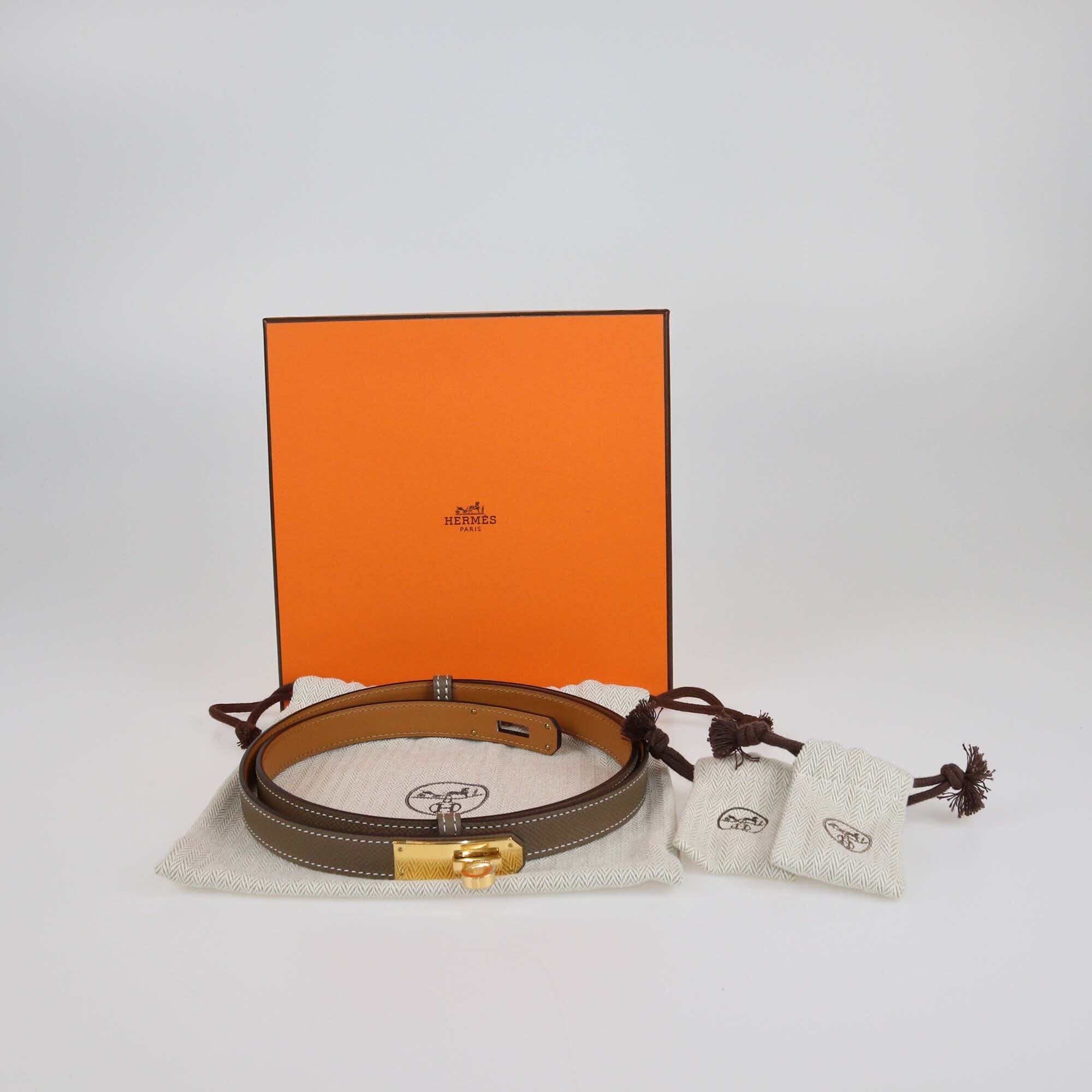 Hermes Etoupe Epsom Kelly 18 Belt Womens Hermes 