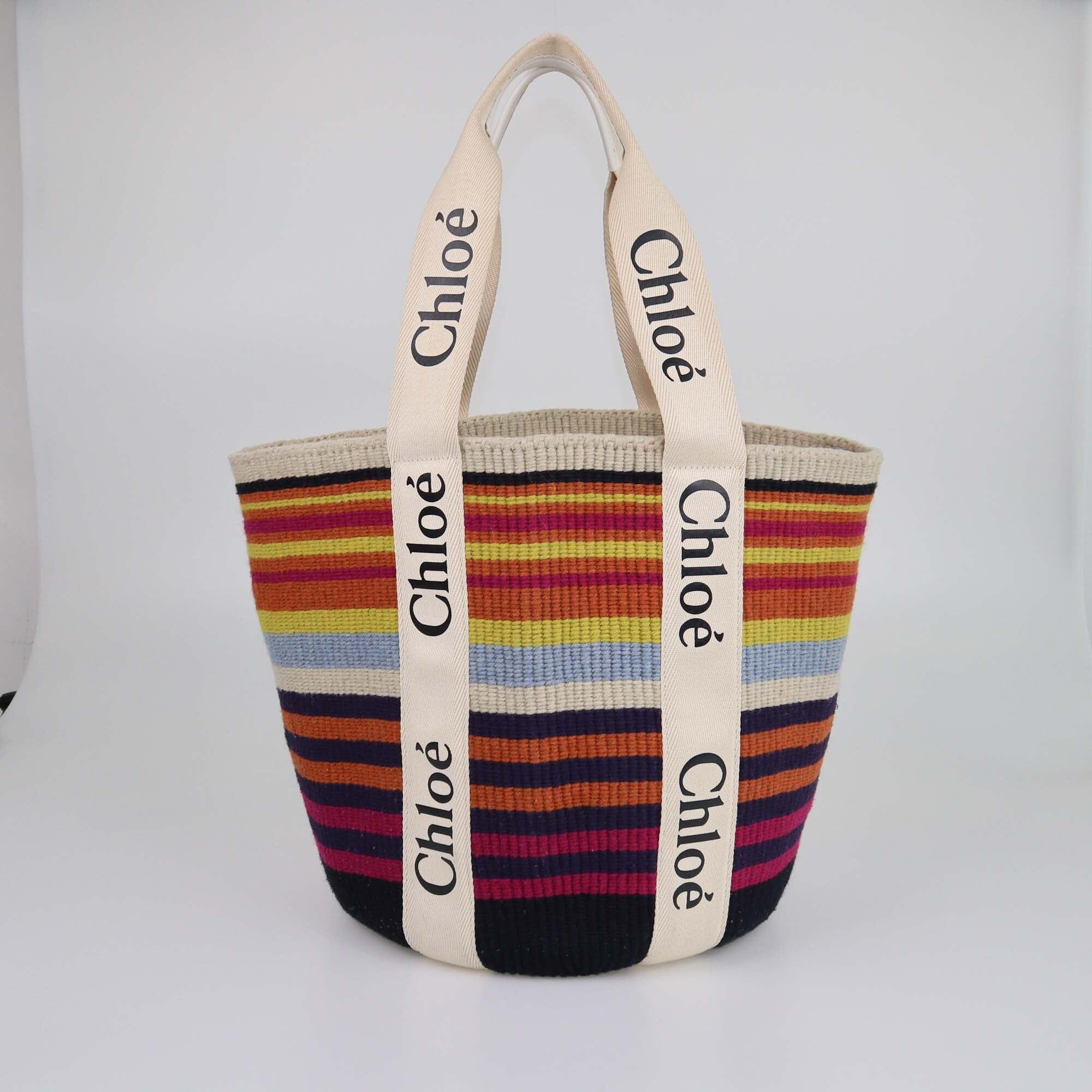 Chloe x Mufiko Multicolor Striped Large Woody Tote Bag Womens Chloe x Mufiko 