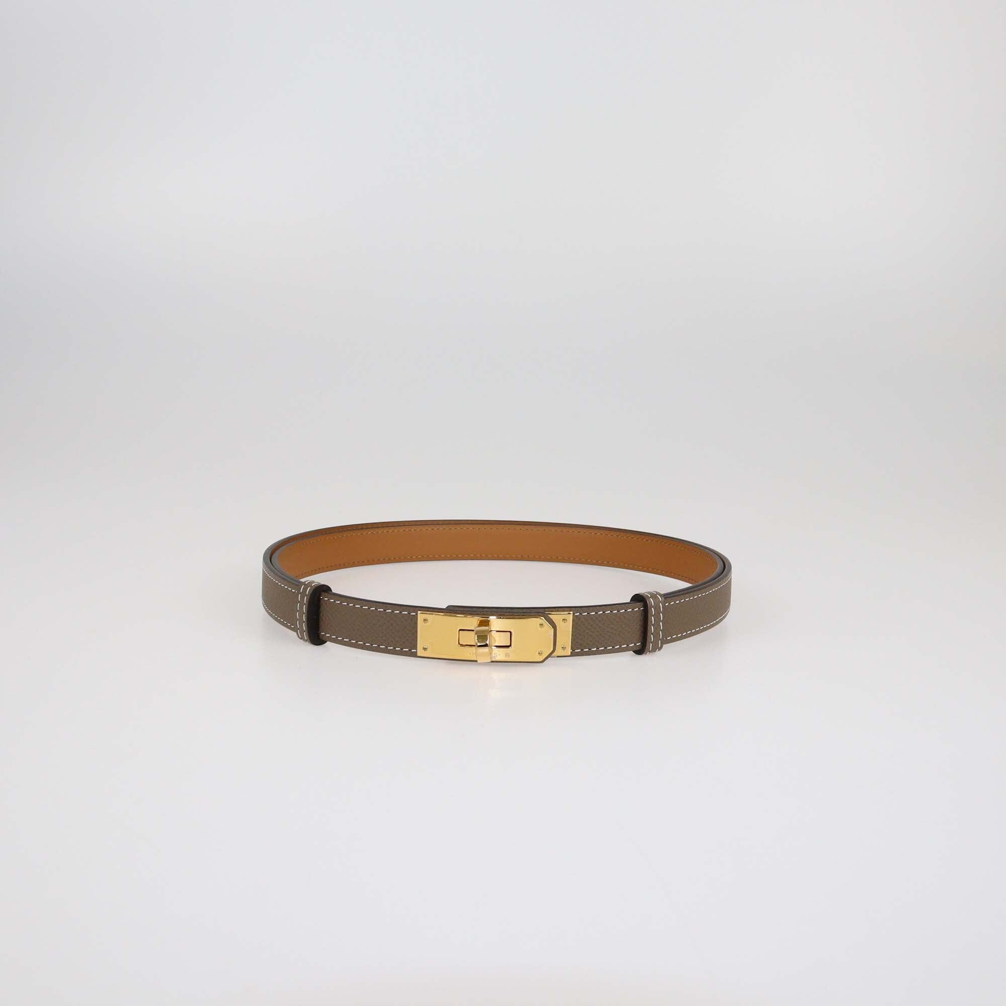 Hermes Etoupe Epsom Kelly 18 Belt Womens Hermes 