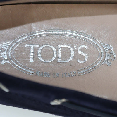 Tod's Navy Blue Suede Bow Slip On Loafers