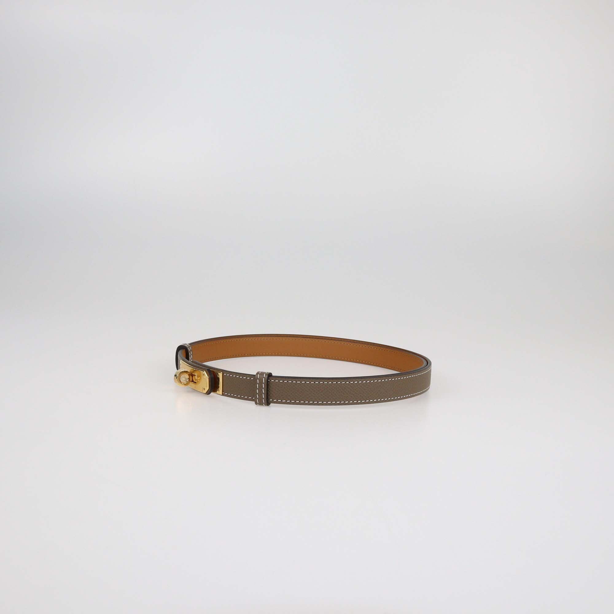 Hermes Etoupe Epsom Kelly 18 Belt Womens Hermes 