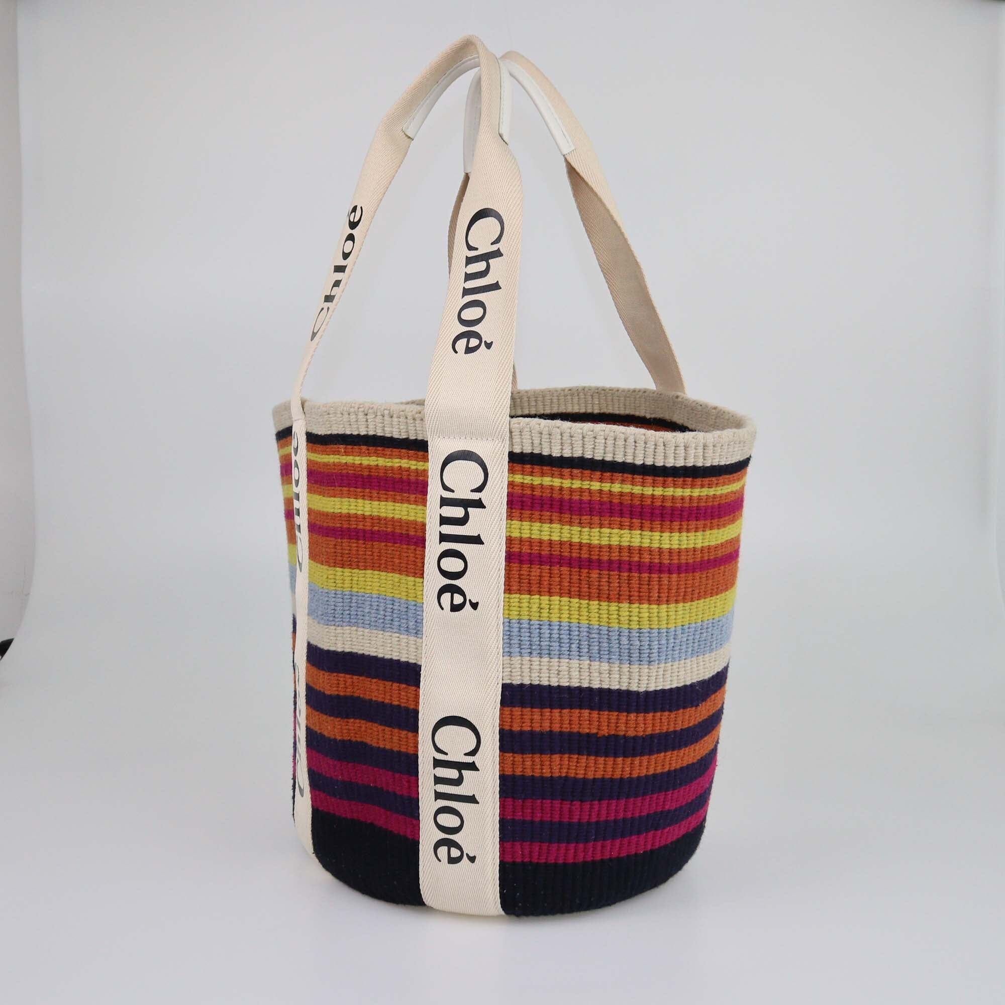 Chloe x Mufiko Multicolor Striped Large Woody Tote Bag Womens Chloe x Mufiko 