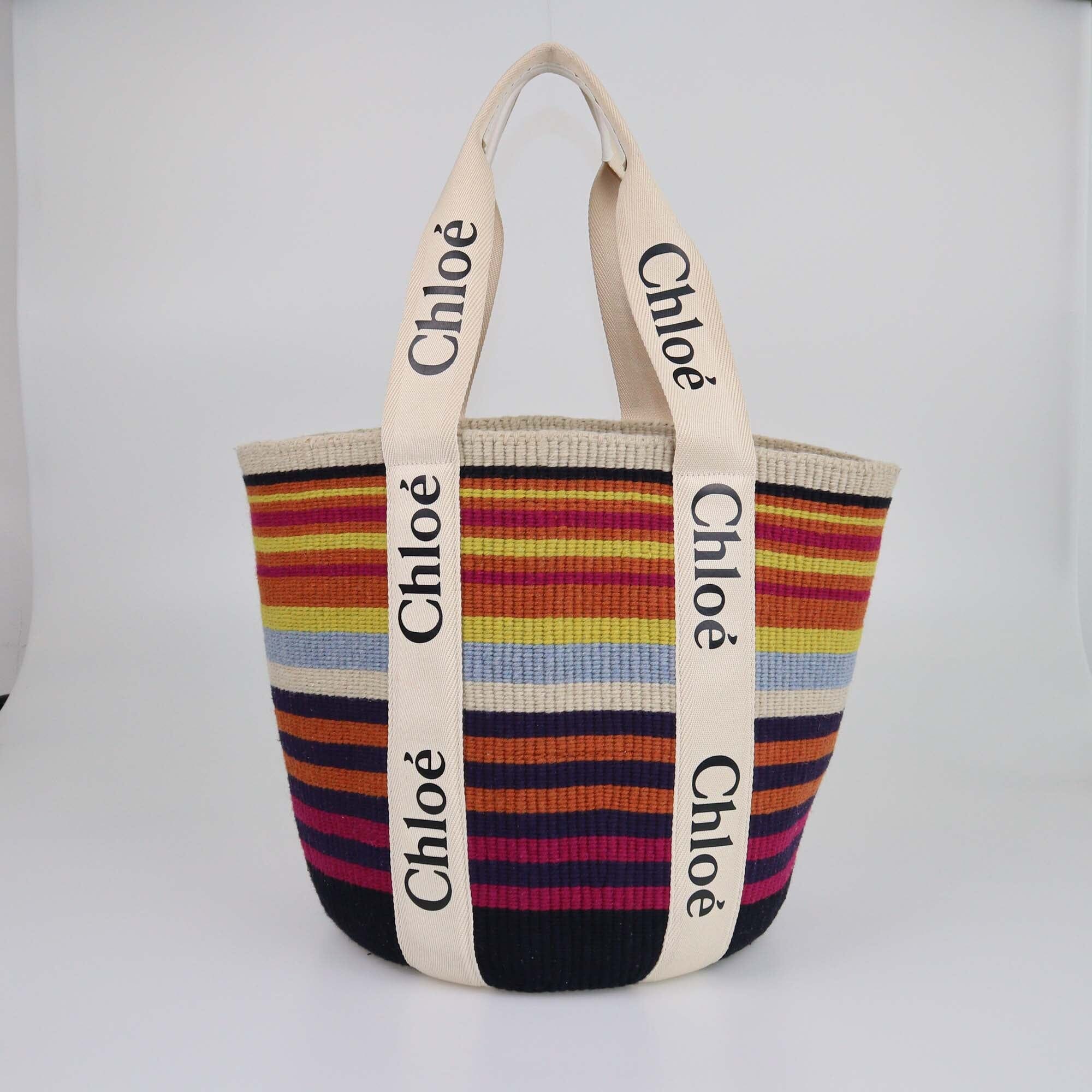 Chloe x Mufiko Multicolor Striped Large Woody Tote Bag Womens Chloe x Mufiko 