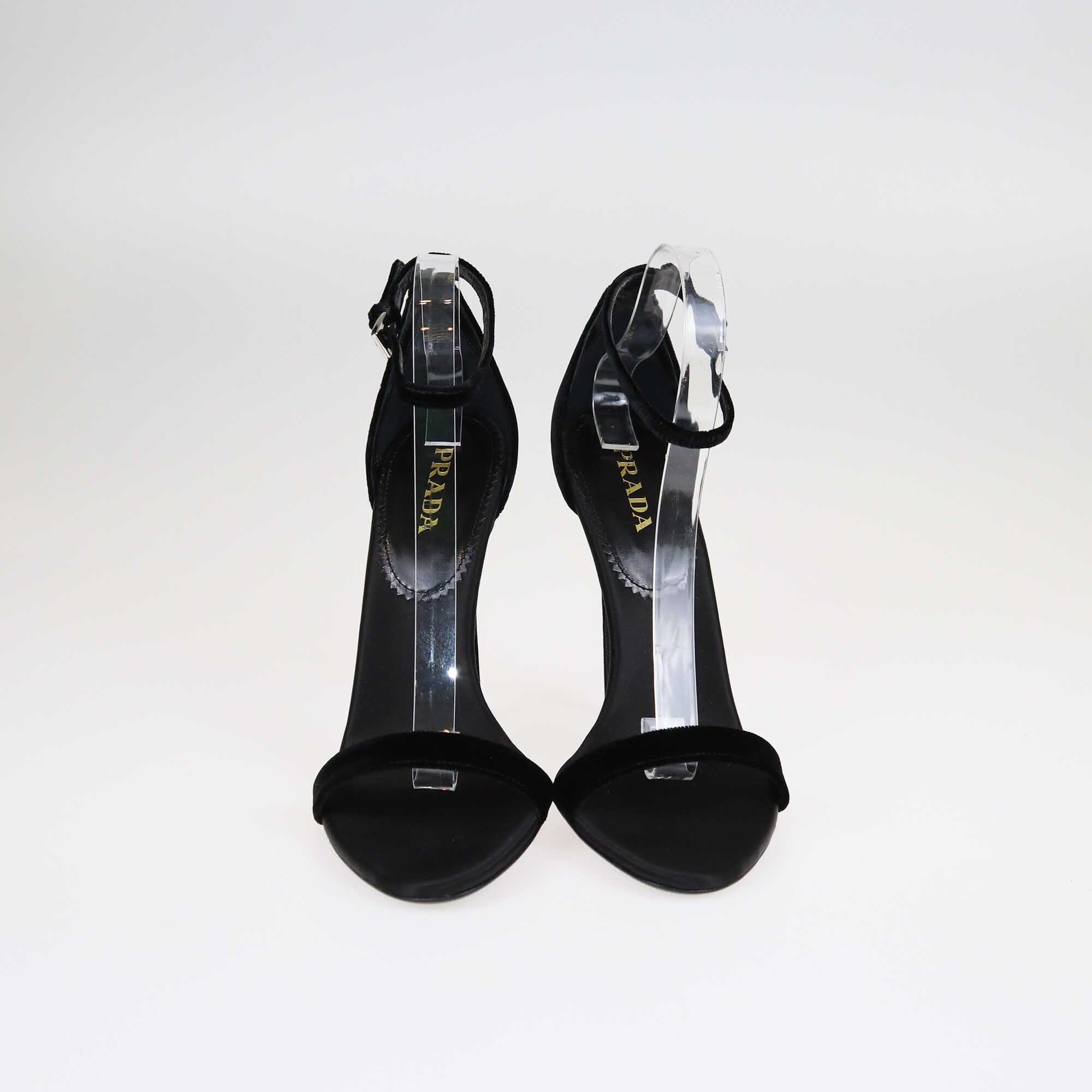 Prada Black Open Toe Ankle Strap Sandals Shoes Prada 