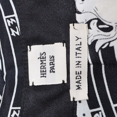 Hermes Black/White Silk Chemise Micro Astrologie Sleeve Shirt
