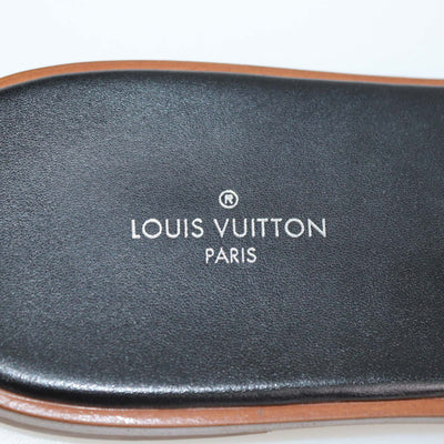 Louis Vuitton Brown Leopard Print Calf Hair and Suede Monogram Lock It Flat Sandals