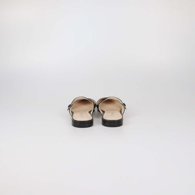 Prada Black Glazed Leather Mary Jane Flat Mules