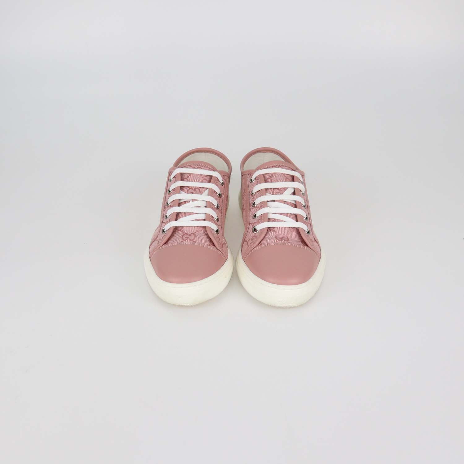 Gucci Pink GG Canvas and Leather Low Top Sneakers
