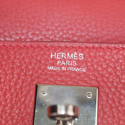 Hermes Red Clemence Leather Palladium Hardware Kelly Returne 32 Bag