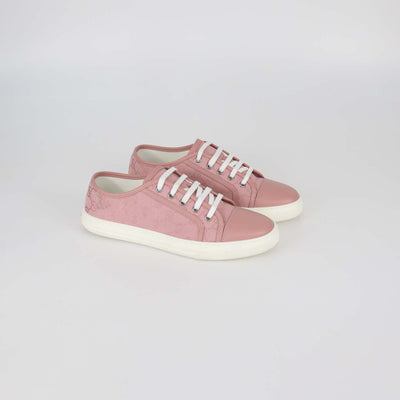 Gucci Pink GG Canvas and Leather Low Top Sneakers