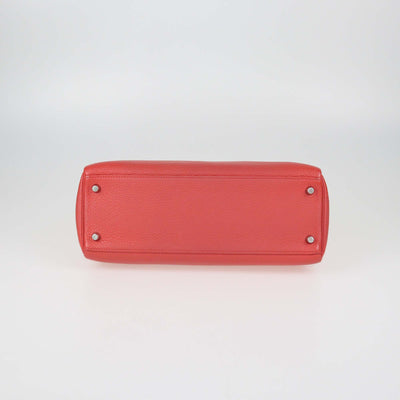 Hermes Red Clemence Leather Palladium Hardware Kelly Returne 32 Bag