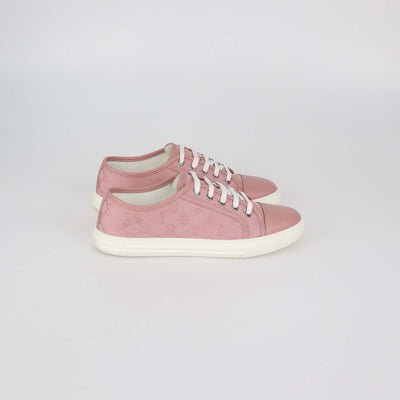 Gucci Pink GG Canvas and Leather Low Top Sneakers
