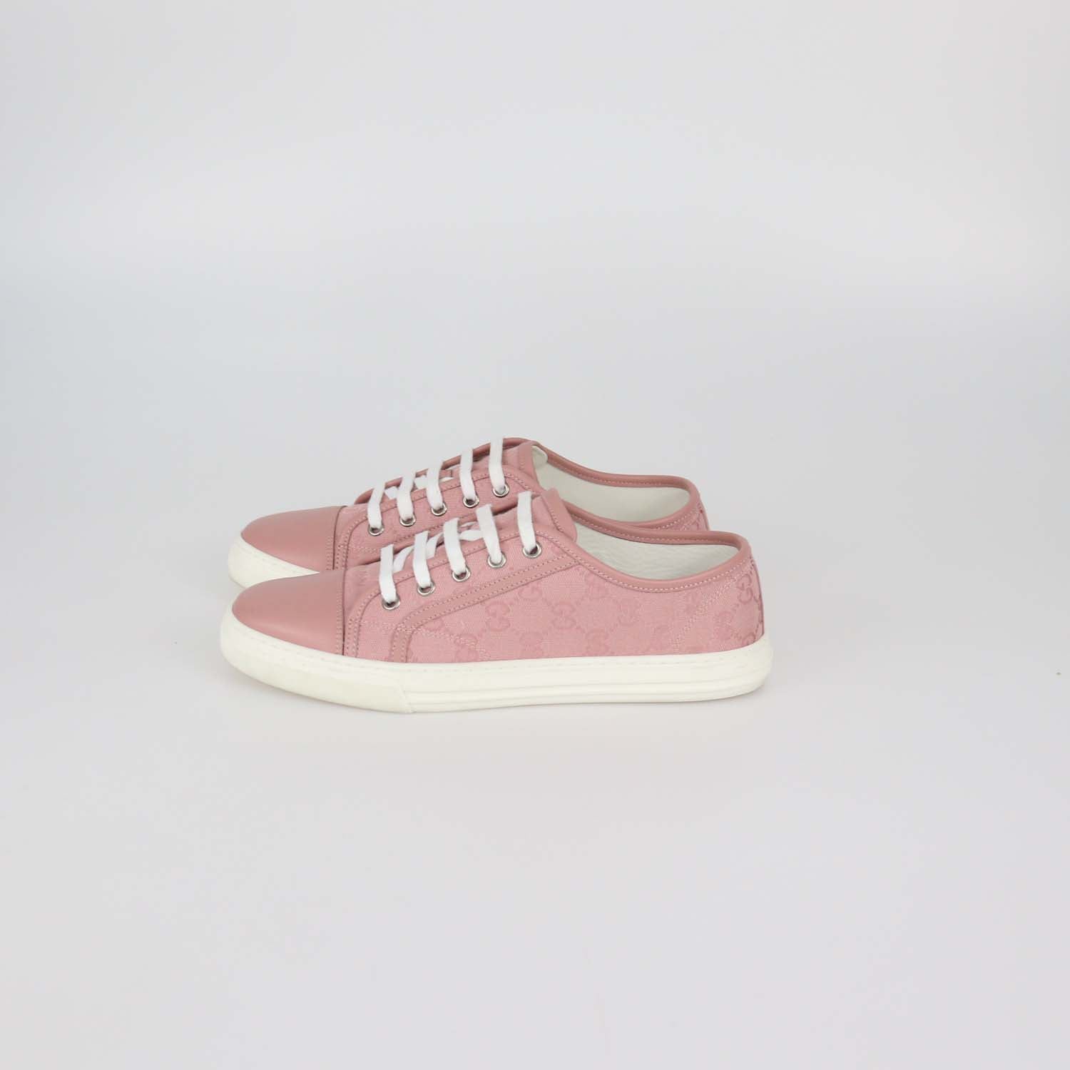 Gucci Pink GG Canvas and Leather Low Top Sneakers