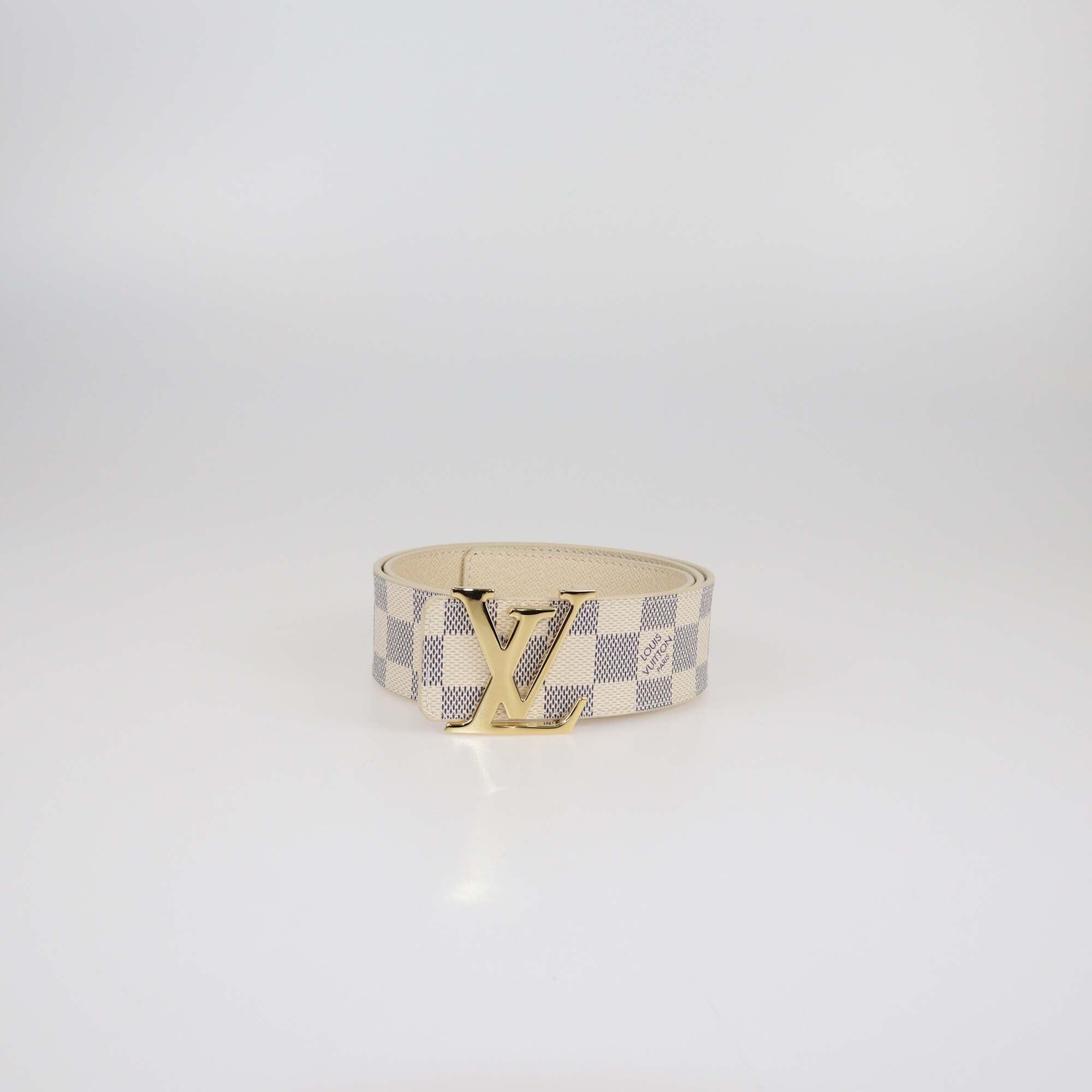 Louis Vuitton Damier Azur Canvas LV Initiales Belt 80 Womens Louis Vuitton 