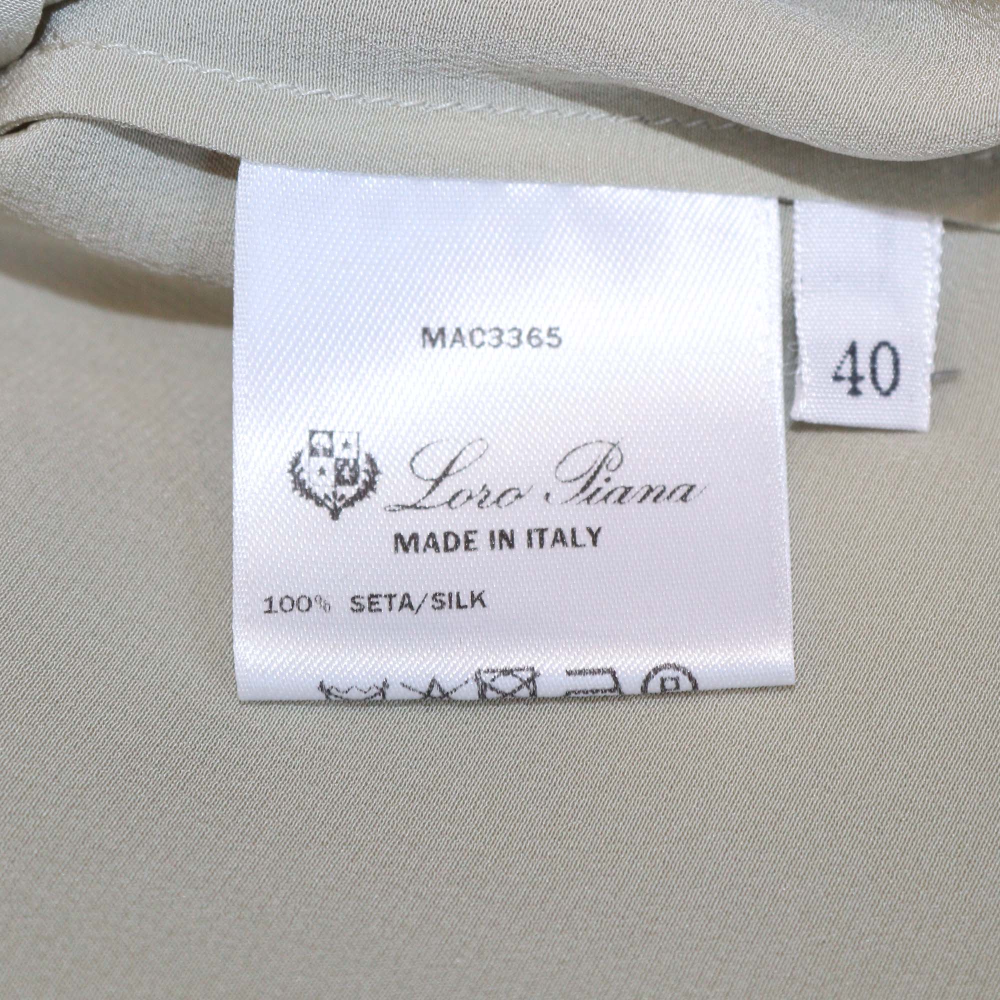 Loro Piana Light Green Silk Long Sleeve Tunic Shirt