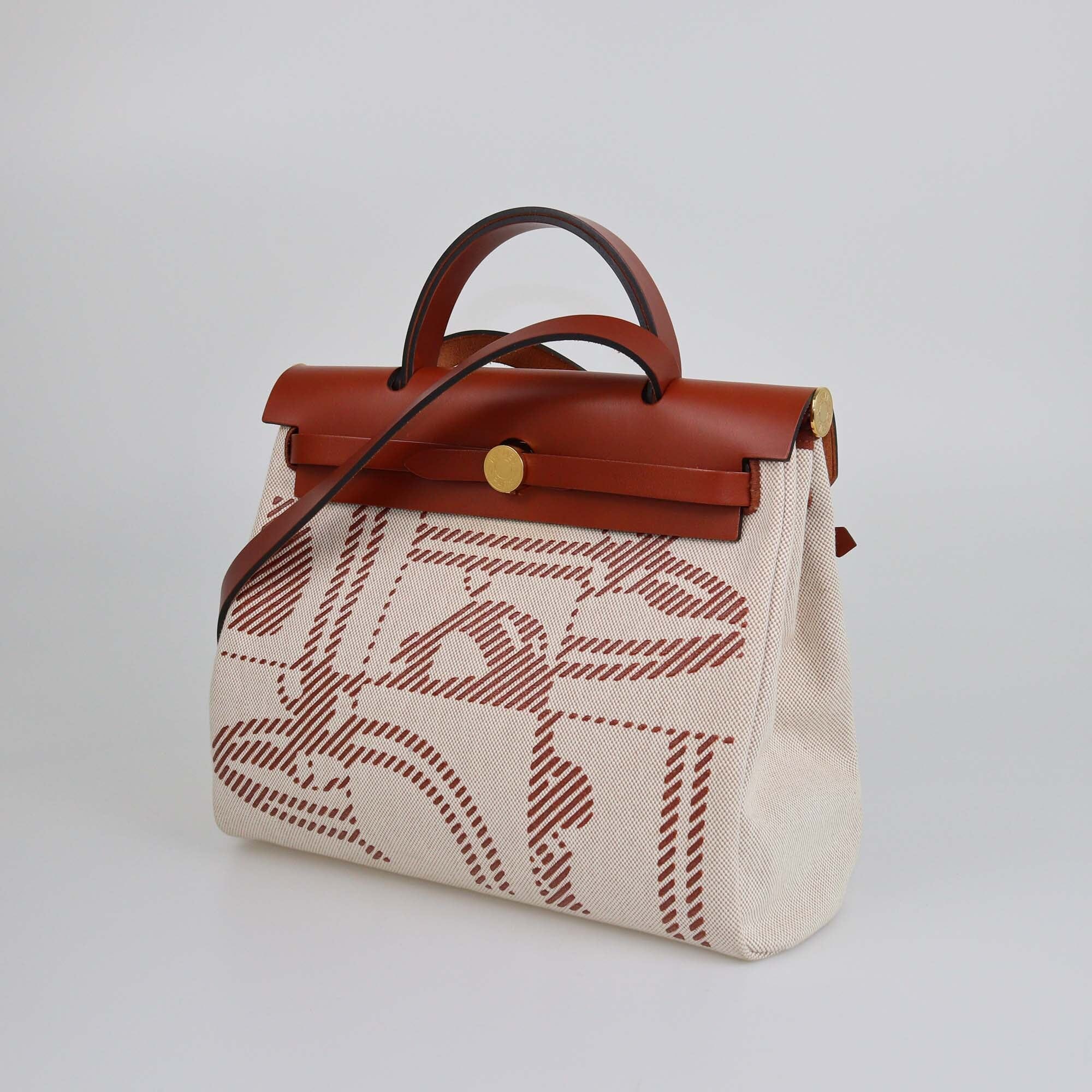 Hermes Cuivre/Ecru/Beige Vache Hunter/Toile H Brides de Gala Herbag Zip 31 Bag Womens Hermes 