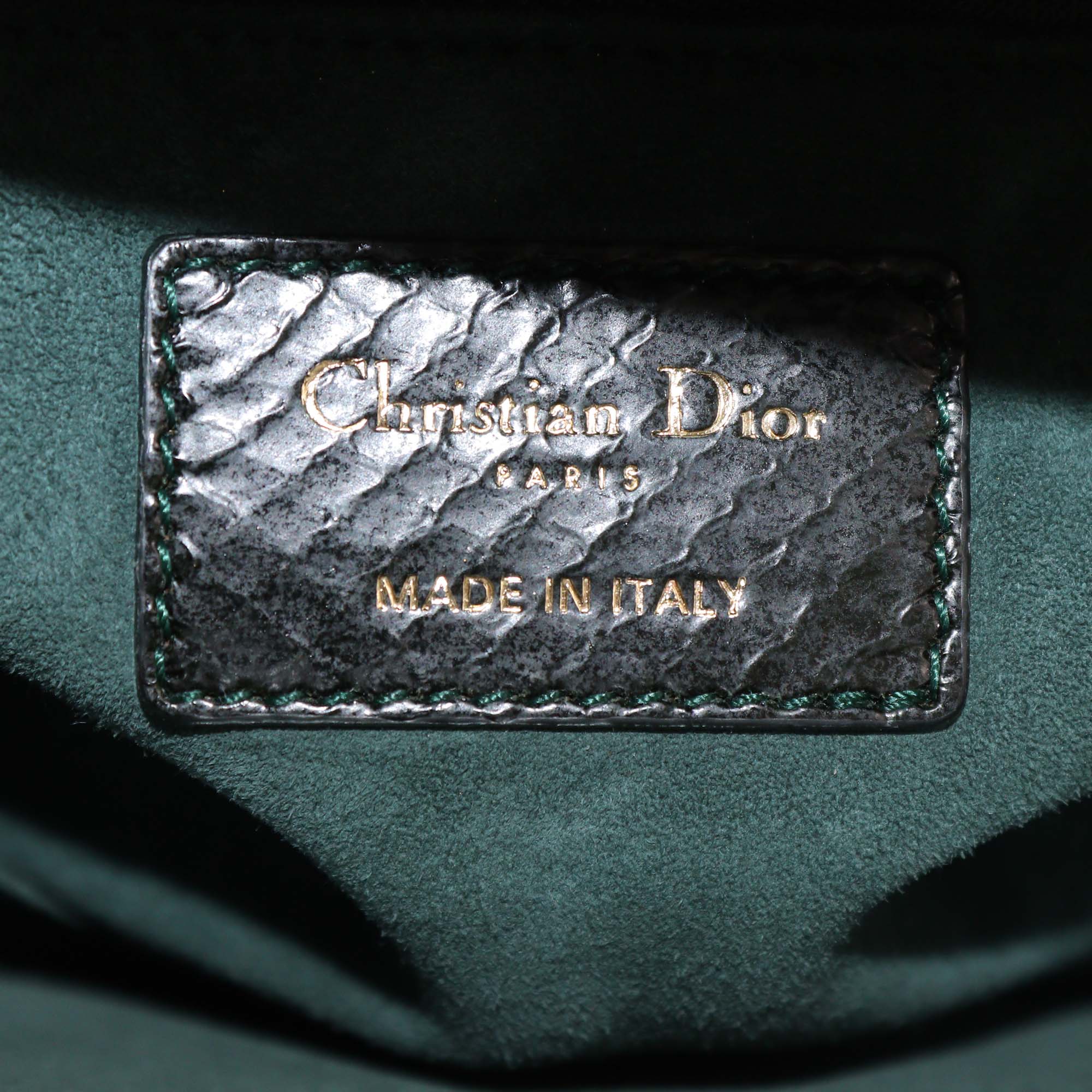 Christian Dior Dark Green Python Small Lady Dior Tote
