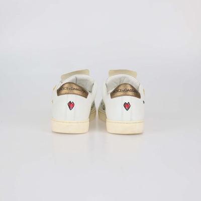 Dolce & Gabbana White Leather Devotion Low Top Sneakers