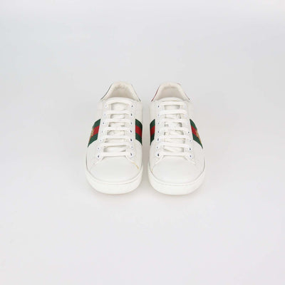 Gucci White Leather Bee Ace Low Top Sneakers