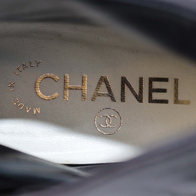 Chanel Black Leather CC Cap Toe Booties