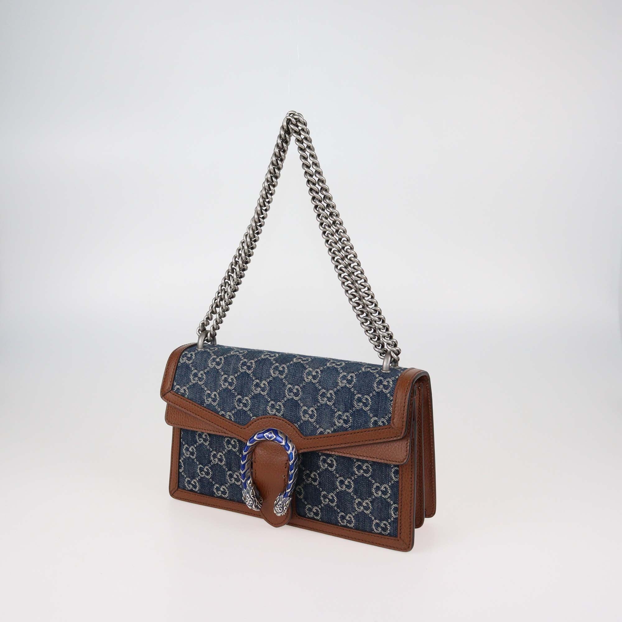Gucci Brown/Blue GG Denim Small Dionysus Shoulder Bag