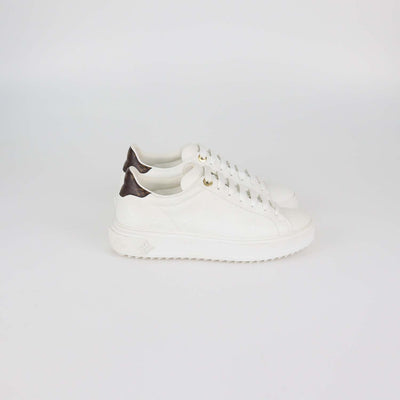 Louis Vuitton White Embossed Monogram Leather Time Out Sneakers
